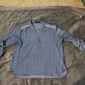 Women's Blue Geometric Blouse